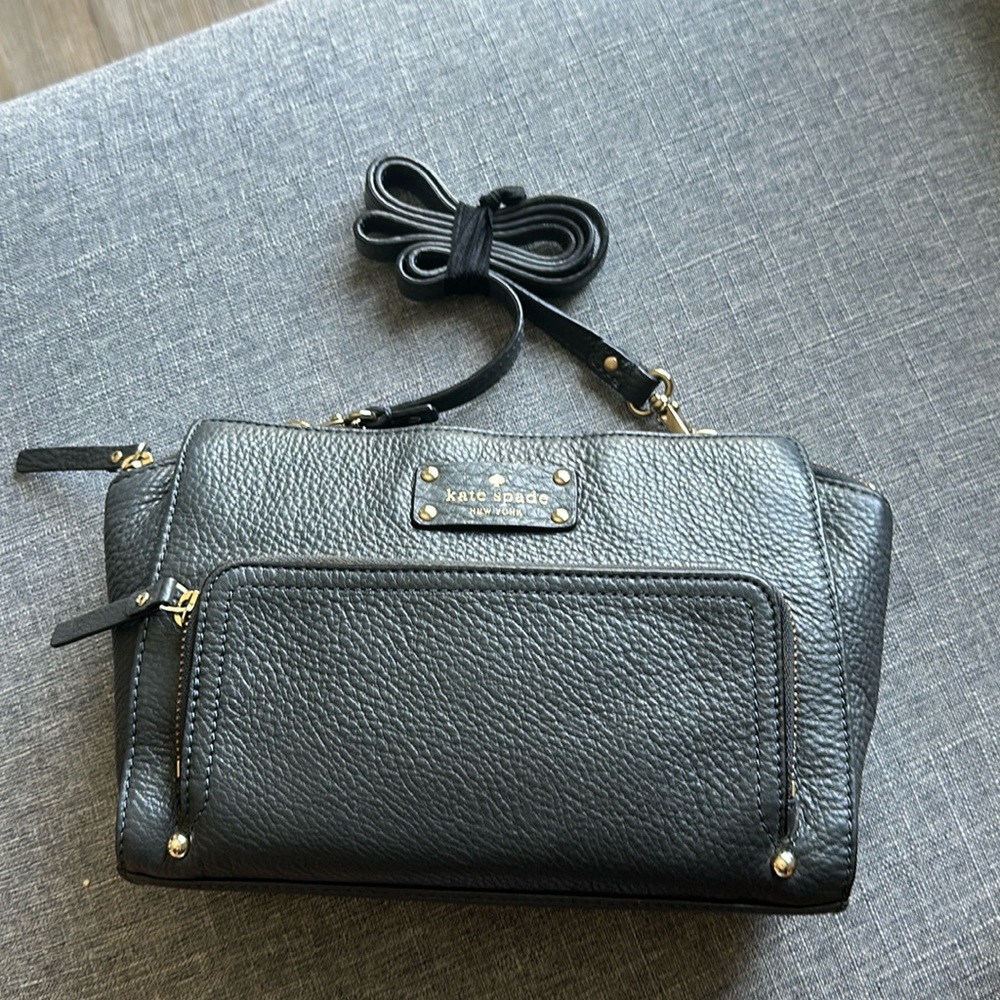 Kate Spade dark grey pebbled crossbody
